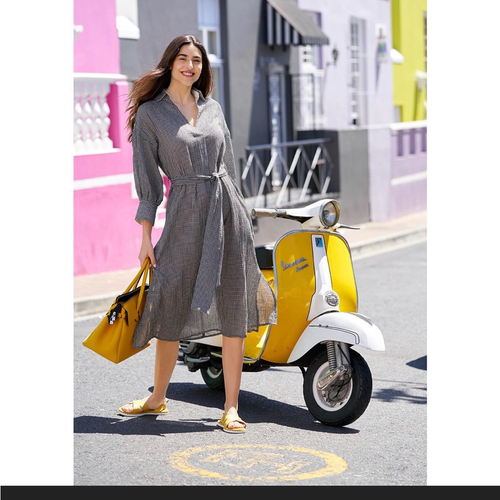 Seventy Venezia elegant 70’s style seersucker dress womens small